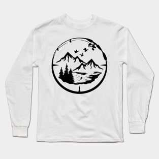 Mountain Tee Shirt, Women's Graphic Tee, Mountain Lover Gift, Forest TShirt, Holiday Gift Guide, Outdoorsy Tee, Ladies Nature Shirt Long Sleeve T-Shirt